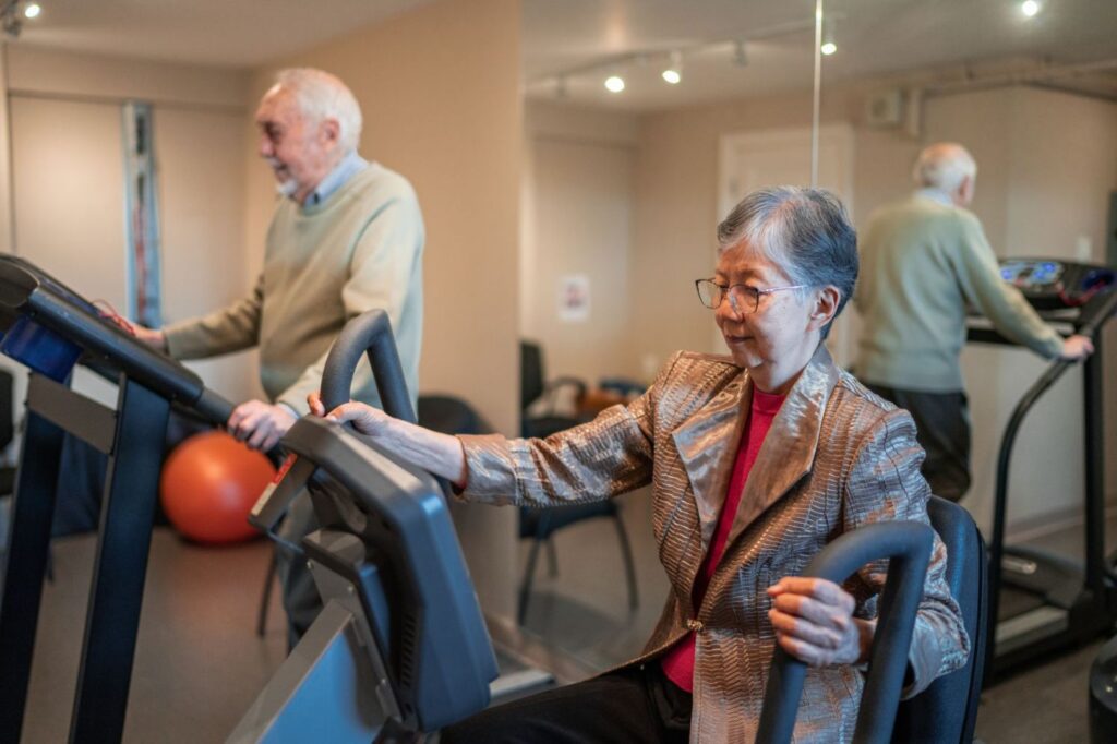 seniors exercising in gym at New Horizons Tower